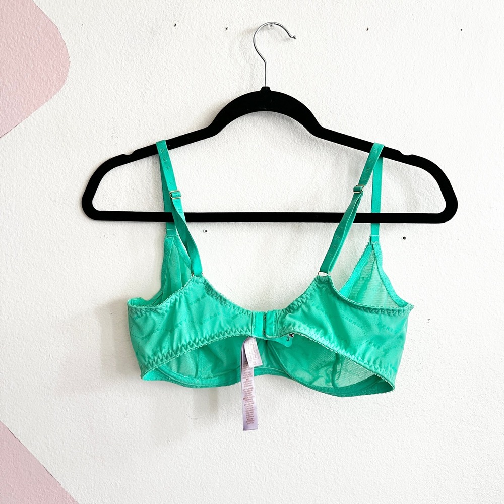 Savage Fenty Sheer Green Bra 34DD Y2K 2000s Adjustable Straps Underwire - Picture 2 of 4